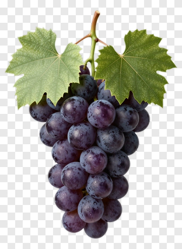 Bunch Of Grapes With Green Leaves PNG