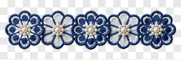 Navy Blue Flower Embellishment With Pearls PNG