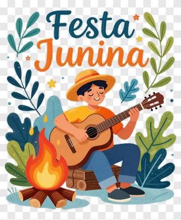 Boy Playing Guitar At Festa Junina PNG