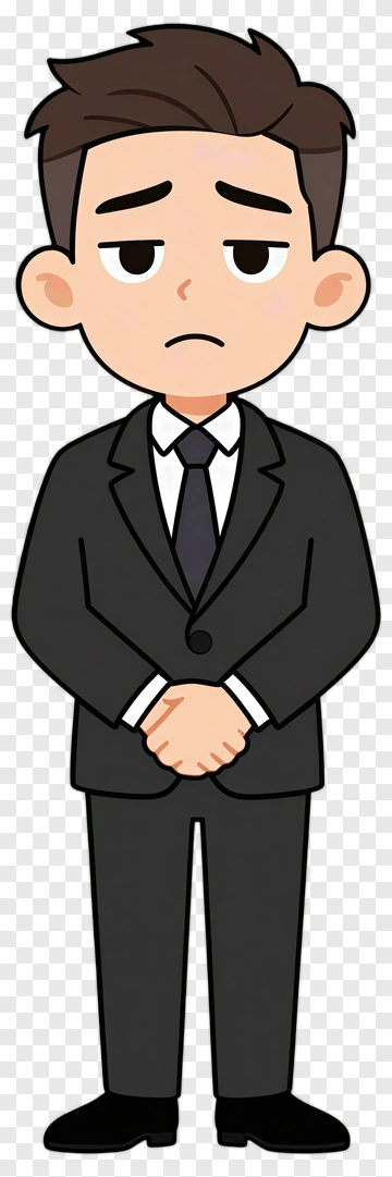 Cartoon Businessman Standing With Hands Crossed PNG