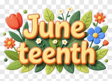 June Teenth Floral Design PNG