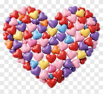 Colorful Heart Made Of Small Hearts PNG