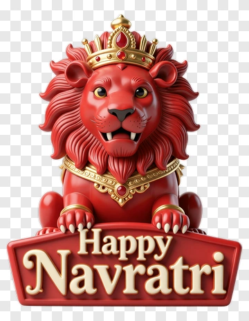 Happy Lion With Navratri Text PNG