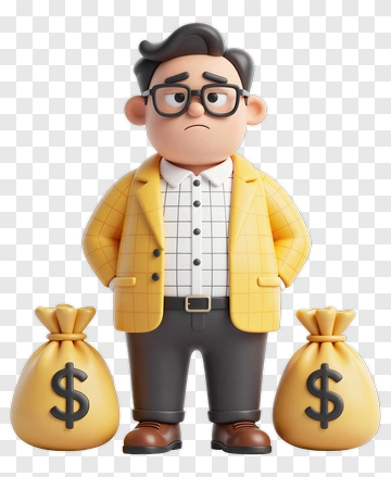 Cartoon Businessman With Money Bags PNG