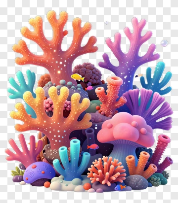 Colorful Coral Reef Composition PNG