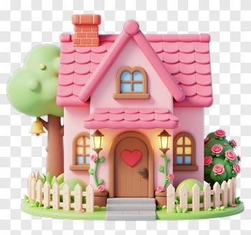 Cute Cartoon House With Garden PNG