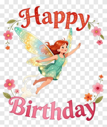 Happy Birthday Fairy With Flowers PNG