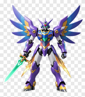 3D Robot Warrior With Wings And Sword PNG