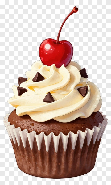 Chocolate Cupcake With Cherry On Top PNG
