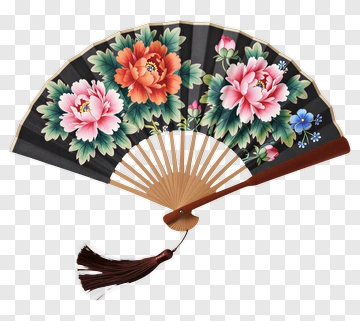 Decorative Floral Hand Fan PNG