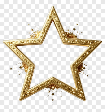 Gold Star With Sparkles PNG