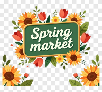 Spring Market Floral Design PNG