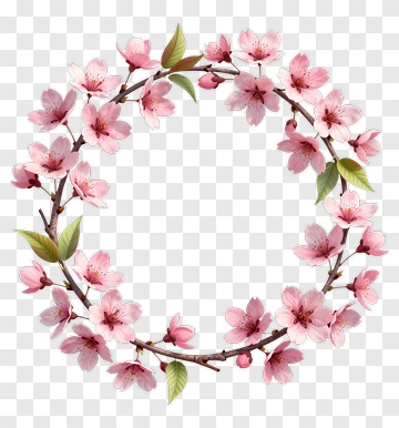 Flower Wreath With Pink Cherry Blossoms PNG