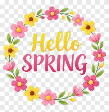 Hello Spring Floral Wreath PNG