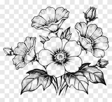 Black And White Flower Bouquet PNG