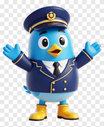 Cartoon Bird Wearing A Pilot Uniform PNG