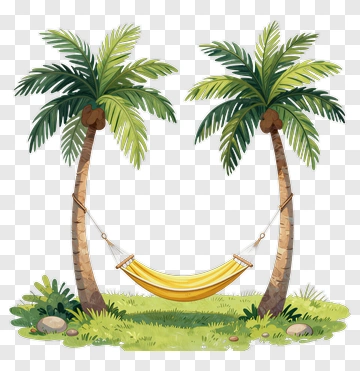 Hammock Between Two Palm Trees PNG