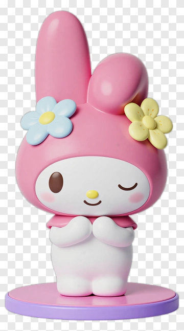 Cute Bunny Character With Flowers PNG