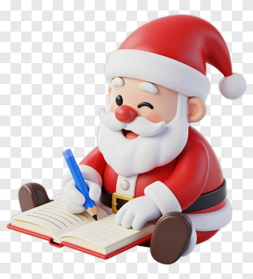 Cartoon Santa Claus Writing In A Notebook PNG