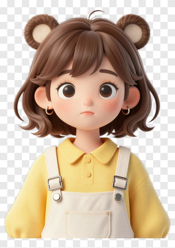 3D Girl With Bear Ears PNG