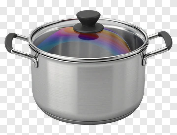 Stainless Steel Cooking Pot With Lid PNG