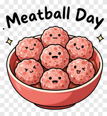 Cartoon Meatball Day Celebration PNG