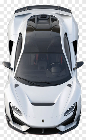 White Sports Car From Above PNG