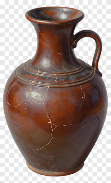 Antique Brown Pottery Vase PNG