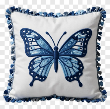 Embroidered Butterfly Pillow PNG