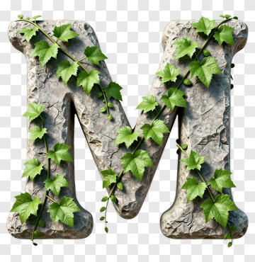 Stone Letter M Covered In Ivy PNG