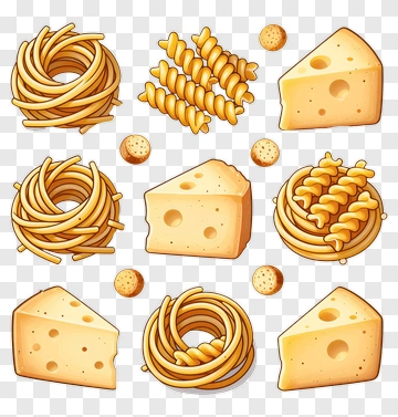 Cheese And Pasta Composition PNG