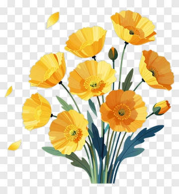 Colorful Yellow Flower Bouquet PNG
