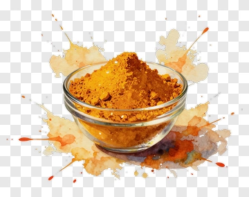 Bowl Of Turmeric Powder With Watercolor Splash PNG