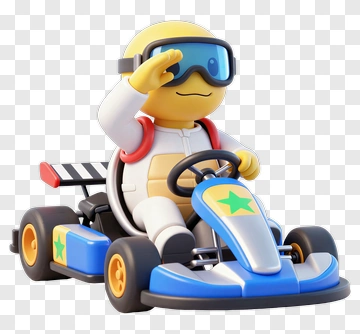 3D Cartoon Go-Kart Driver Saluting PNG