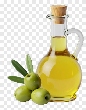 Olive Oil Bottle With Green Olives PNG