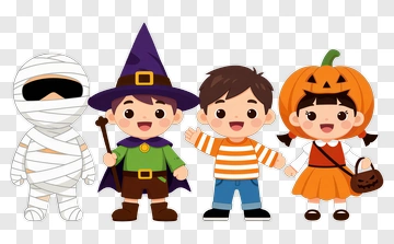 Halloween Children In Costumes PNG