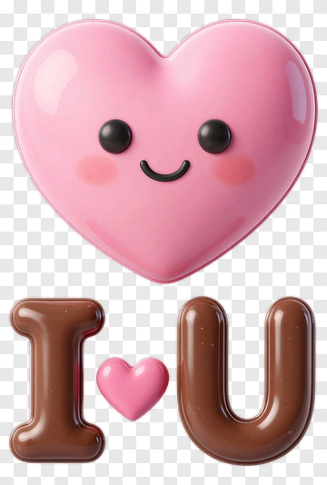 Cute Pink Heart With I Love You Text PNG