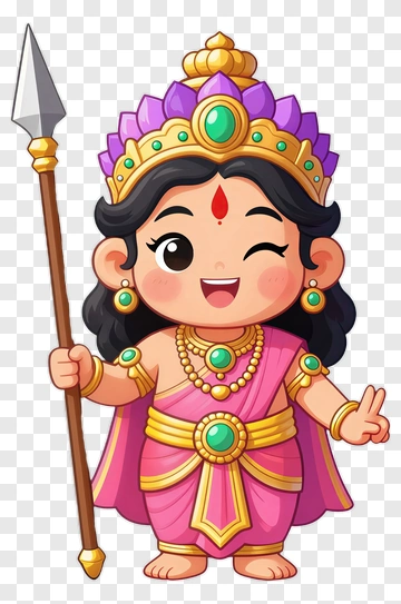 Cartoon Goddess Holding A Spear PNG