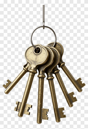Vintage Set Of Keys On A Keyring PNG