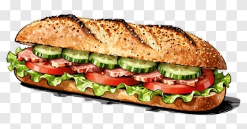 Submarine Sandwich With Vegetables PNG
