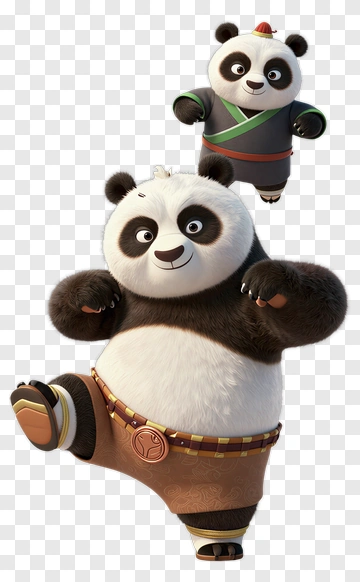 Cartoon Panda Performing Martial Arts PNG