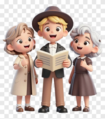Cartoon Children Singing Together PNG