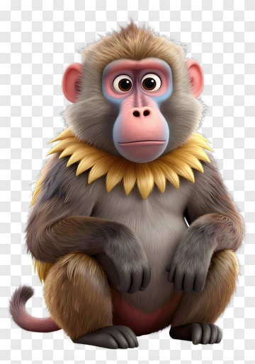 Cartoon Monkey With Colorful Fur PNG