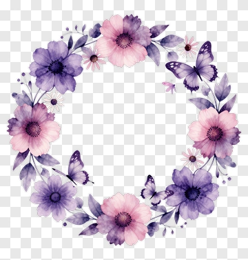 Floral Wreath With Butterflies PNG