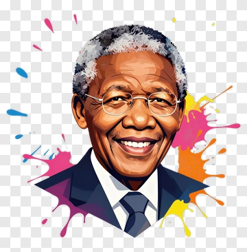 Portrait Of Nelson Mandela With Colorful Background PNG