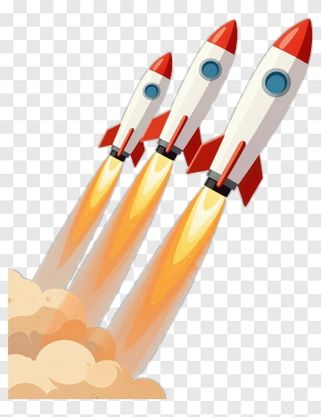 Rocket Launching With Flames PNG