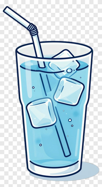 Cold Drink With Ice Cubes And Straw PNG