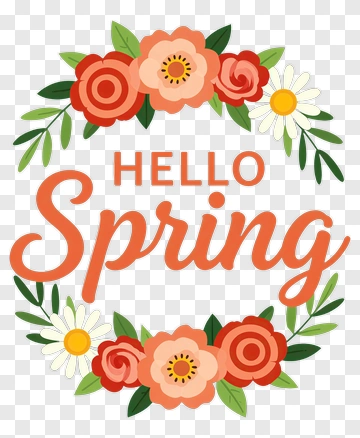 Hello Spring Floral Wreath PNG