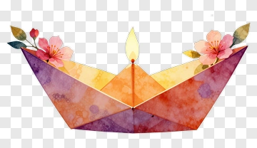 Colorful Paper Boat With Flowers PNG