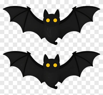 Cartoon Bat With Yellow Eyes PNG
